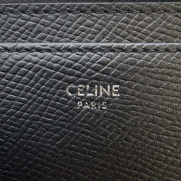 Celine Card Case with Zip Logo Calf Leather Wallet Black Coin - Picture 10 of 12